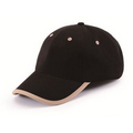 Brushed Cotton Twill Baseball Cap w/Piping Visor